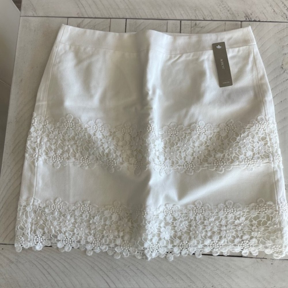 JCREW CANDACE DAISY LACE MINI SKIRT IVORY SIZE 4 #22246 NWT